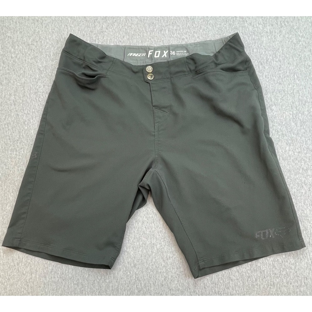 Fox Racing Shorts Mens 36 Black Performance Ranger Cycling Flat Front 10" Inseam